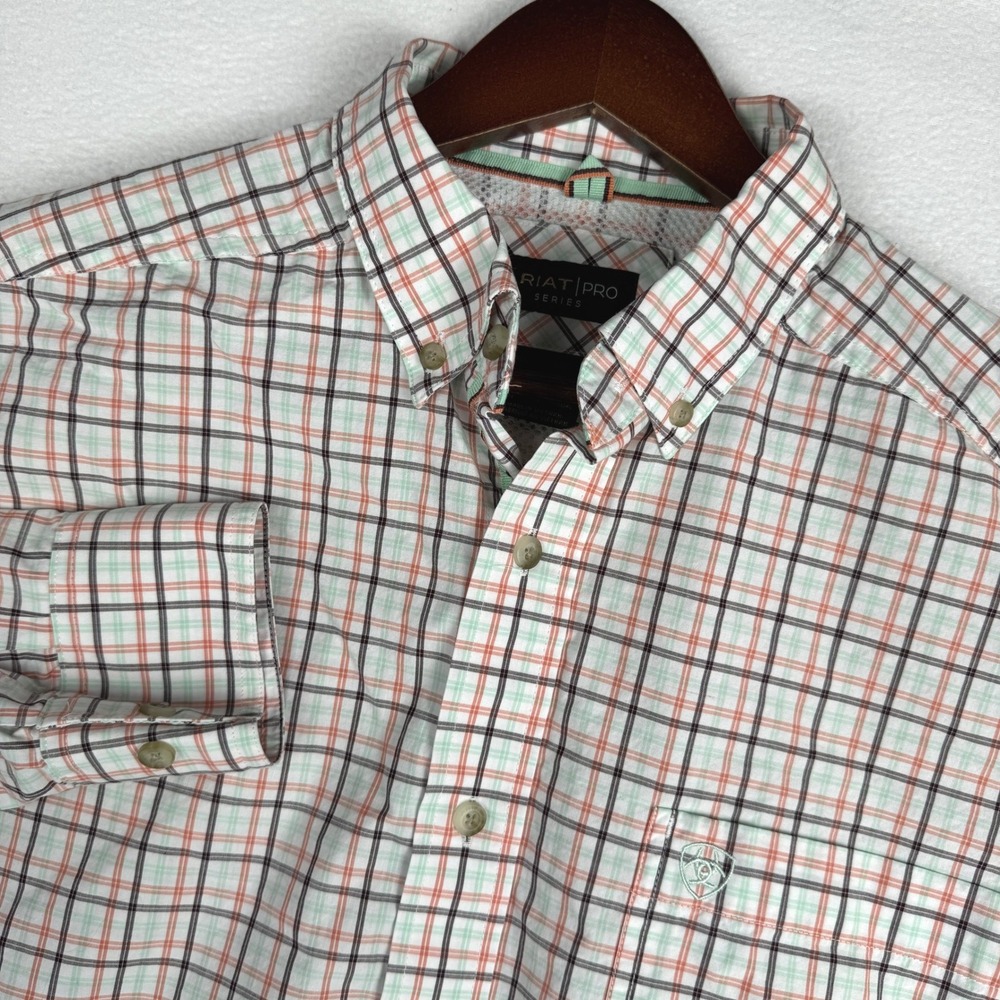 Ariat Pro Series Anders Classic LS Shirt Mens M Plaid Button Down Western Cowboy